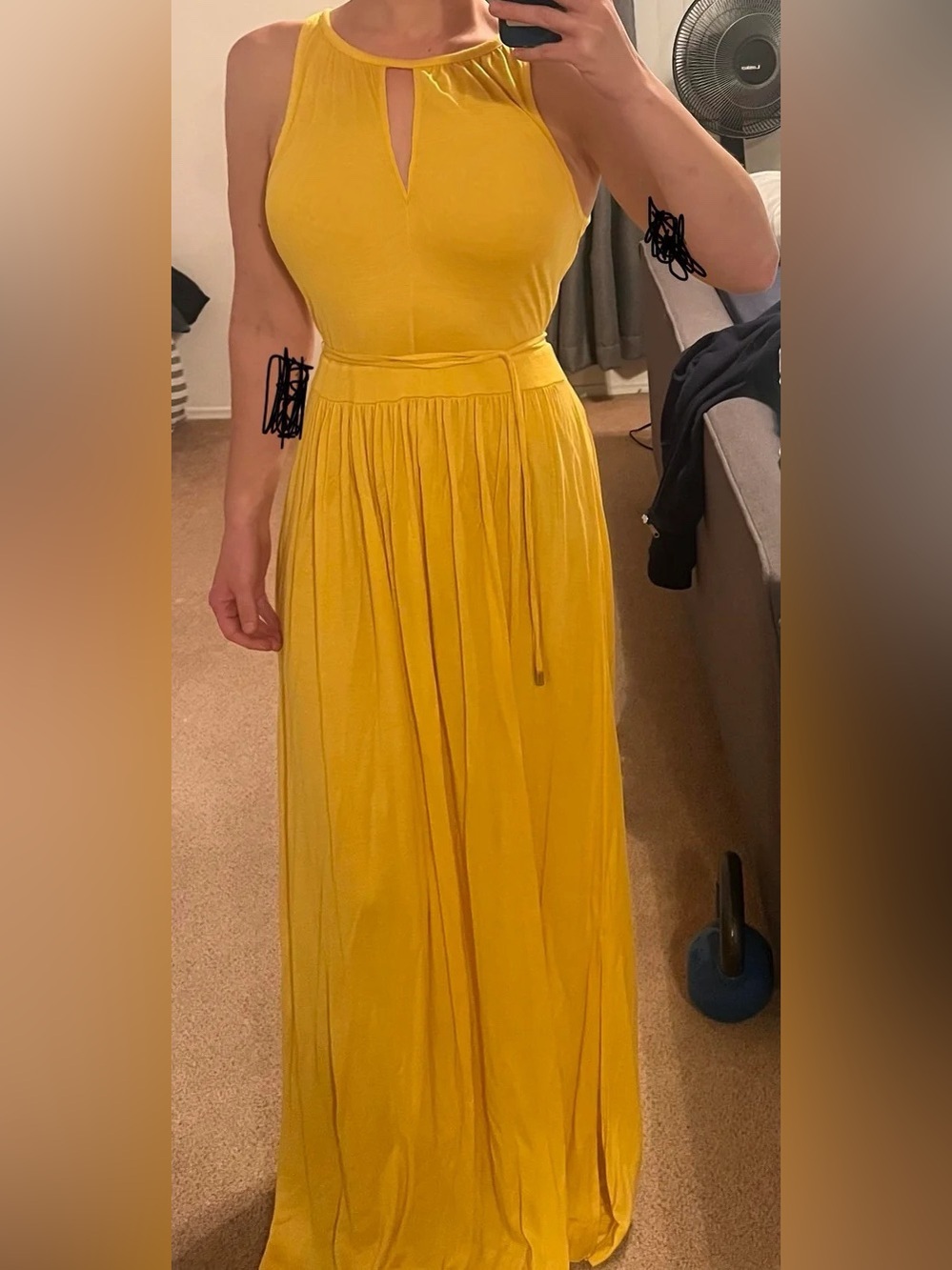 Banana Republic Bright Yellow Keyhole Cit Out Sleeveless Maxi Dress. Size S